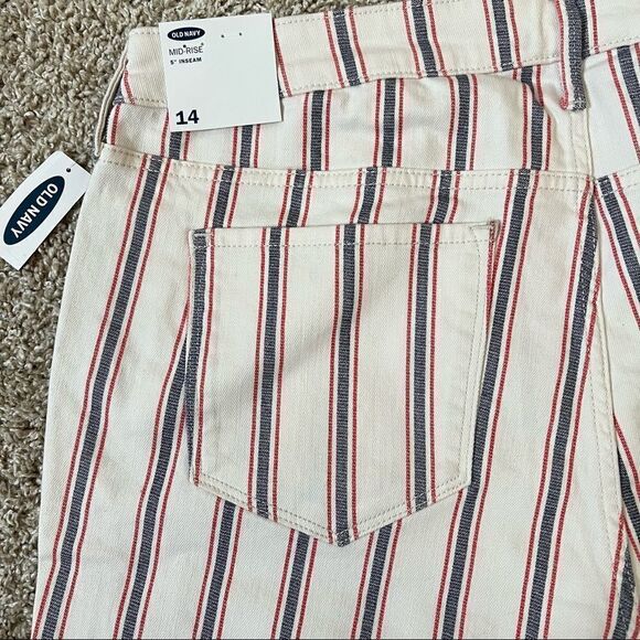 Old Navy Mid Rise Button-Fly Multi-Stripe Jean Shorts Size 14 - Picture 8 of 8